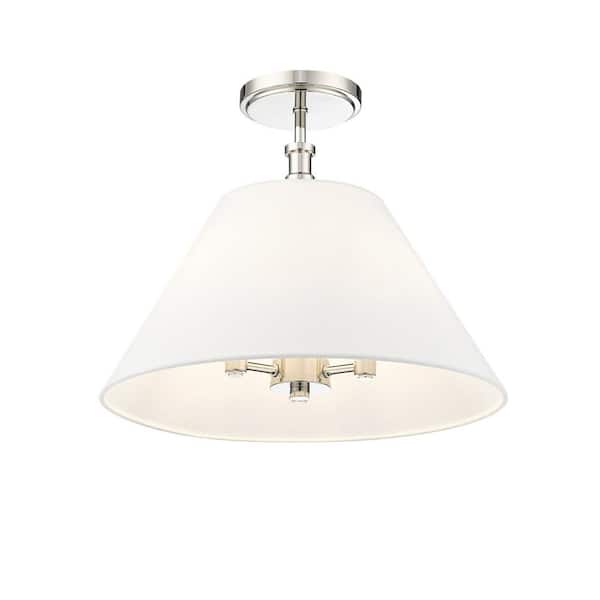 Adorra 16 in. Wide 3-Light Semi Flush-Polished Nickel