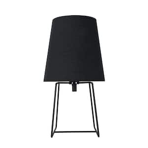 13 in. Black Metal Accent Table Lamp with Empire Shaped Lamp Shade in Black