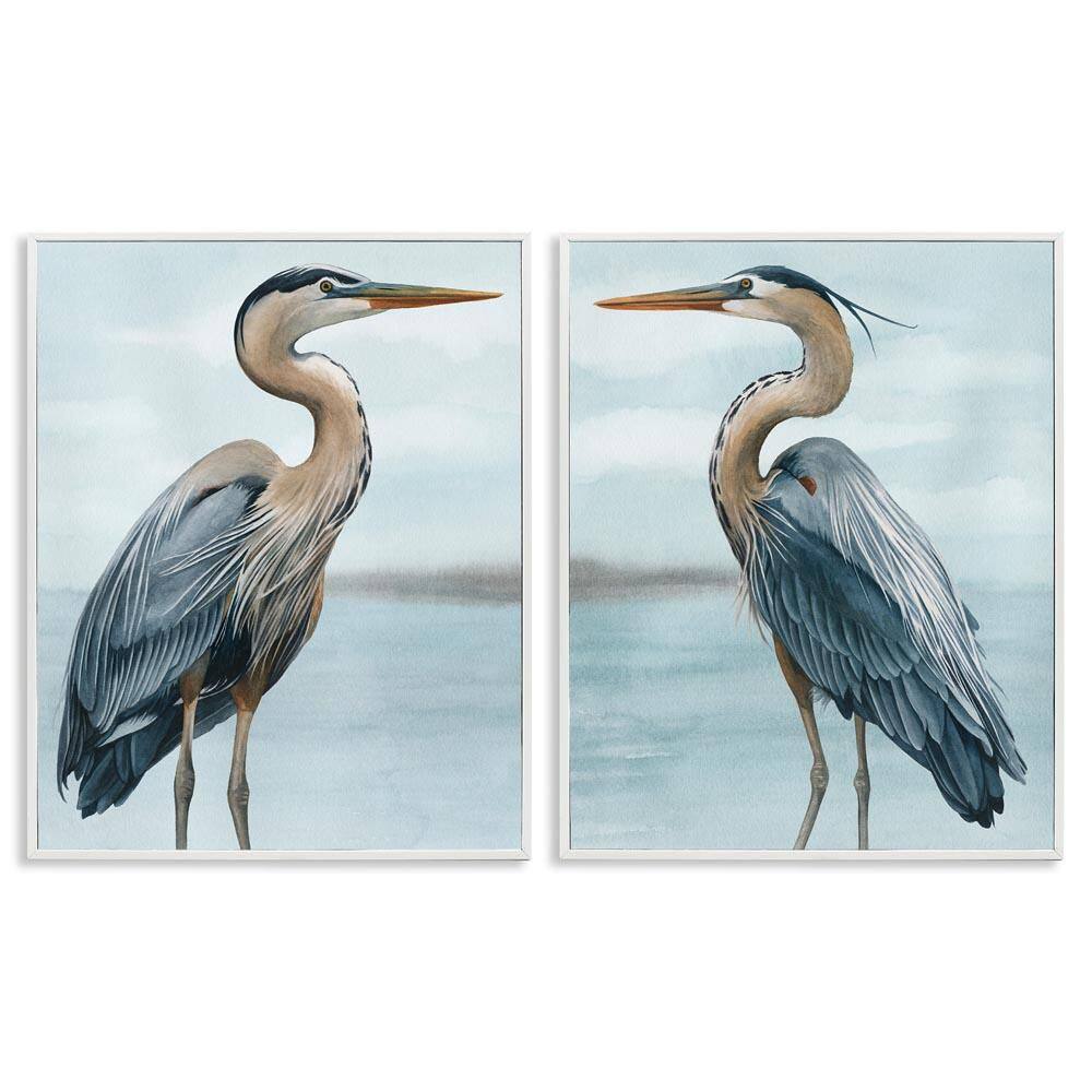 Detailed Heron Bird Duo by Grace Popp 2 Piece White Framed Giclee Art Print Animal 30 in. x 24 in. price history on PriceWatchPro