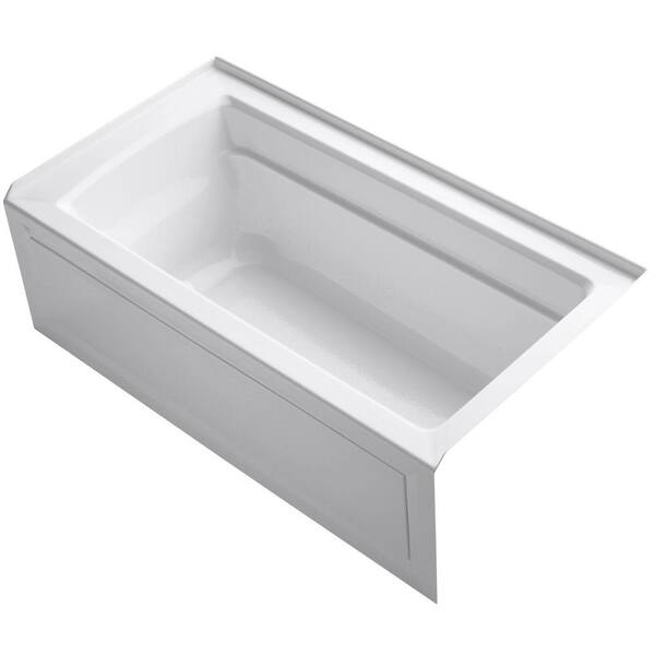 KOHLER Archer 5 ft. Acrylic Right Drain Rectangular Alcove Whirlpool Bathtub in White