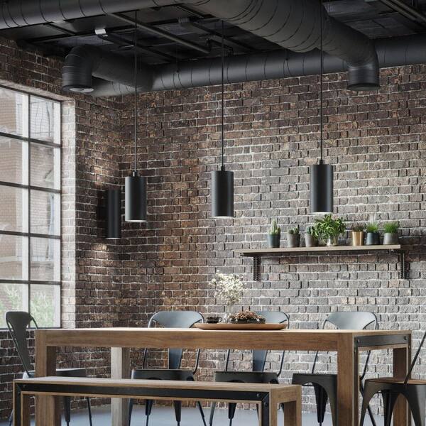 Progress Lighting Cylinder Collection 6 in. 1-Light Black Modern