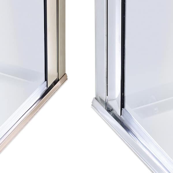 Illusion 57 in. to 58.25 in. x70 in. Semi-Frameless Hinged Shower Door with C-Pull Handle in Matte Black and Clear Glass