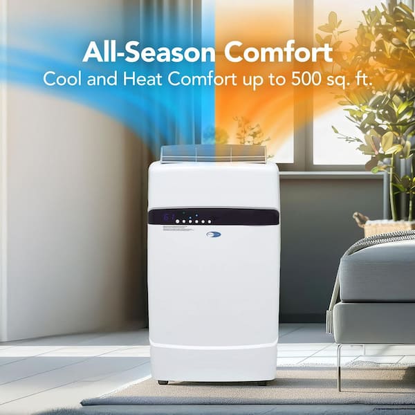 6,884 (DOE) BTU Portable Air Conditioner Cools 400 Sq. Ft. with Heater, Dehumidifier, and Remote in White