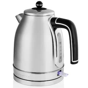 7.2-Cup Silver Stainless Steel Electric Kettle with Removable Filter, Boil Dry Protection and Auto Shut Off Features
