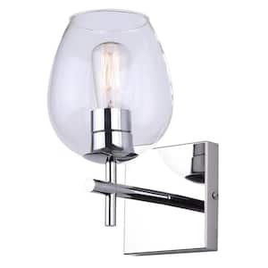Cain 5.75 in. 1 Light Chrome Vanity Light with Clear Glass Shade