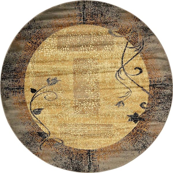 Unique Loom Barista Excelsa Beige 8' 0 x 8' 0 Round Rug