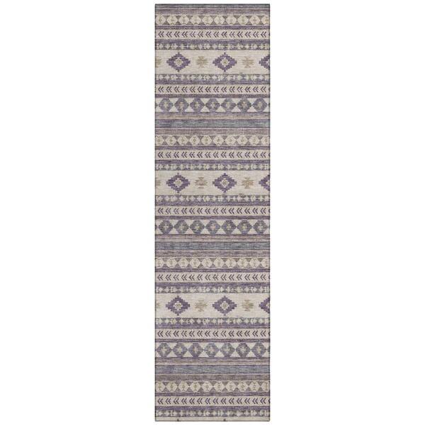 Chantille Machine Washable Indoor/Outdoor Abstract ACN3124 Plum 2 ft. x 7 ft. Runner Rug