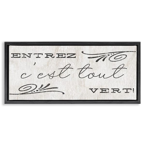 Stupell Industries French Come In Phrase by Daphne Polselli Black Floater Frame Typography Graphic Art Print 11 in. x 25 in.