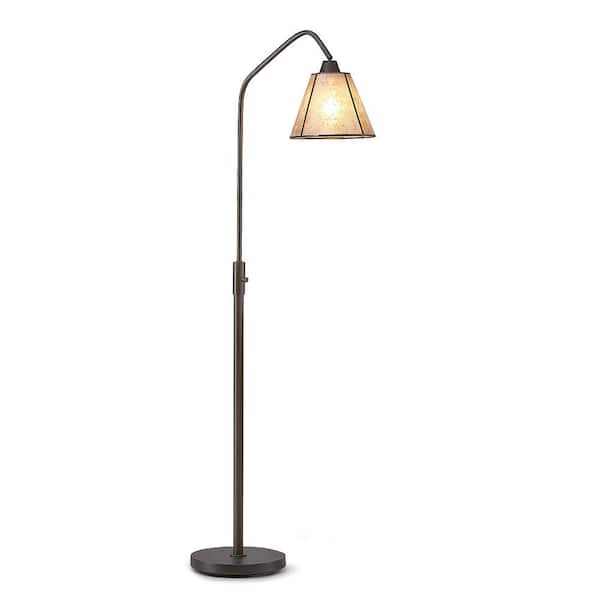 HomeGlam Midtown-S 66 in. Dark Bronze Finish Dimmable Floor Lamp with Mica Shade, Vintage LED Bulb Included
