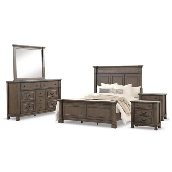 Yates 5-Piece Dark Walnut Wood Queen Bedroom Set