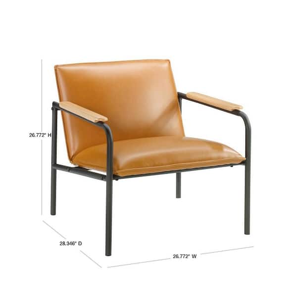Sauder Boulevard Cafe Camel Leather, Metal And Leather Chair