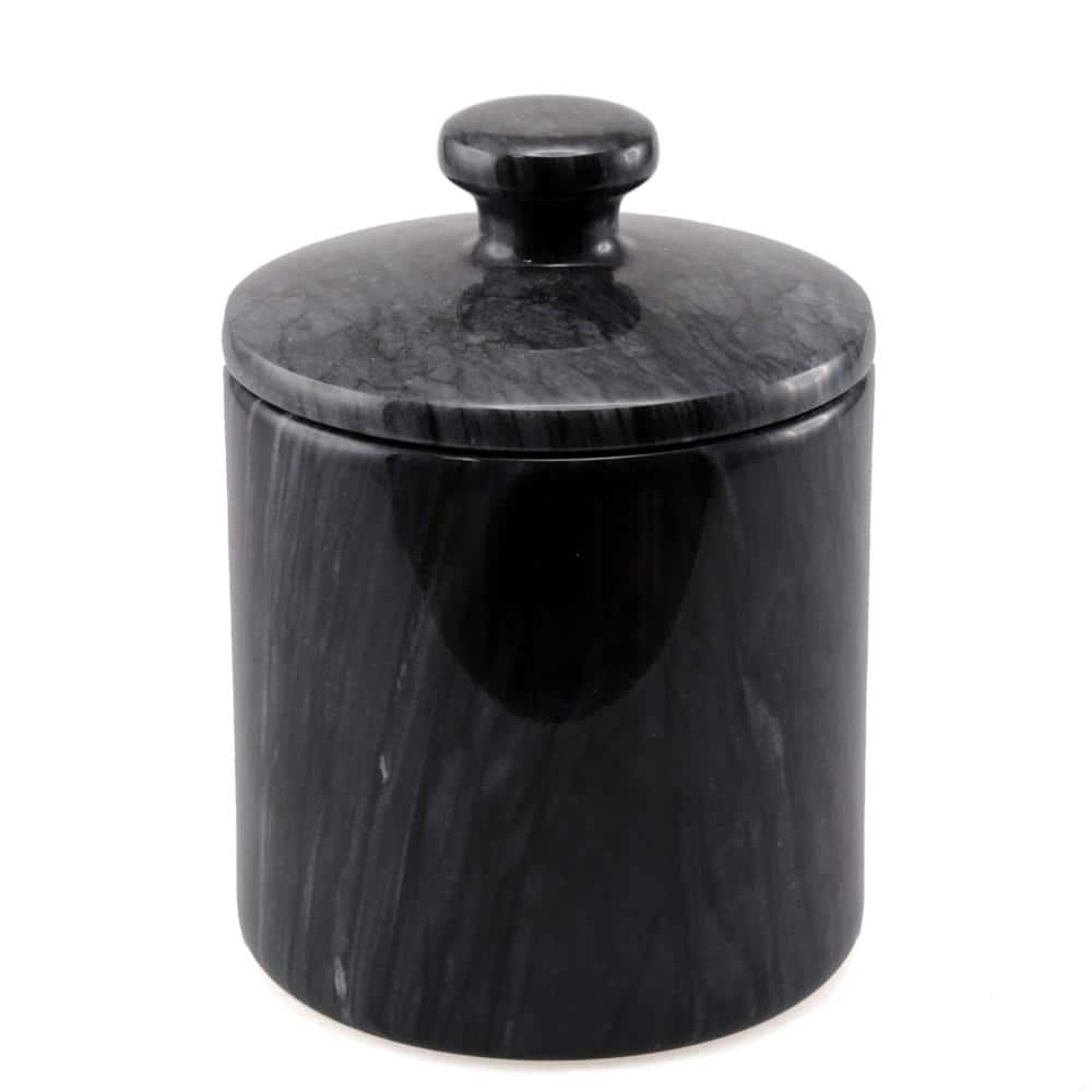 Creative Home Black Marble Spa Collection Cotton Ball Holder