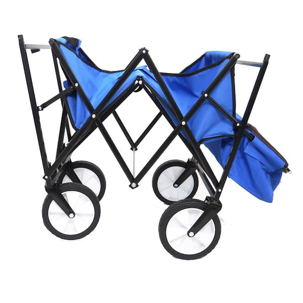 4.1 cu. ft. Fabric Blue Folding Garden Cart BYY323-7 - The