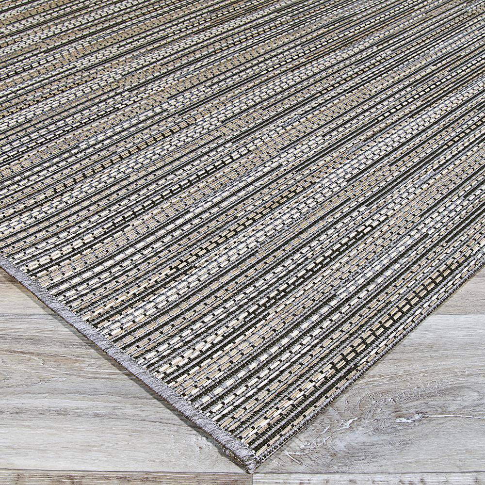 Monaco Larvotto Easy-Care Grey/Multi Stripe Synthetic Area Rug - 3'9" x 5'5"