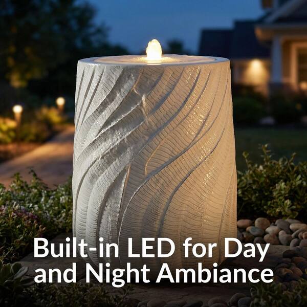 Sunnydaze Textured Spiral Outdoor Urn Bubble Fountain with LED