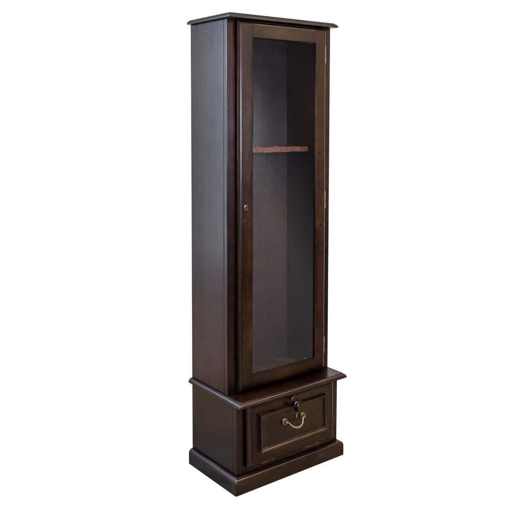 Dark Brown Solid Wood 8-Gun Display Cabinet with Locking Glass Door