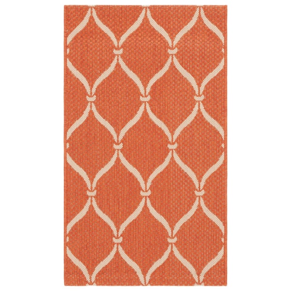 Courtyard 2 x 4 Terracotta/Beige Ogee Area Rug