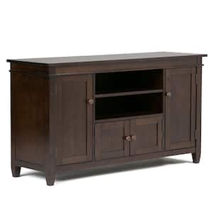 Carlton Solid Wood 54 in. Wide Transitional TV Media Stand in Dark Tobacco Brown for TVs up to 60 in.