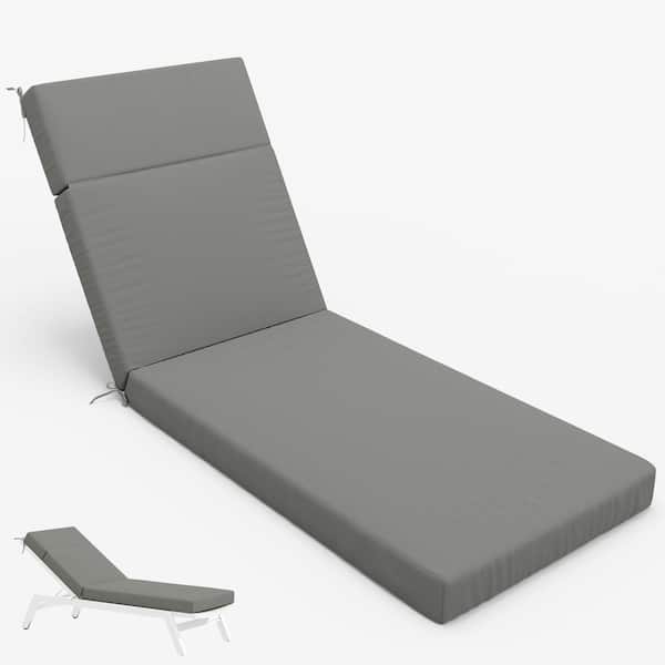 Kimunuk 71 in. x 21 in. x 4 in. Outdoor Water-Resistant Replacement Chaise Lounge Seat Cushion Light Grey
