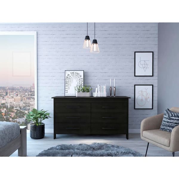 HOME IMPORTS EMPORIUM Black 6 Drawers 31.7 In. Chest of Drawers