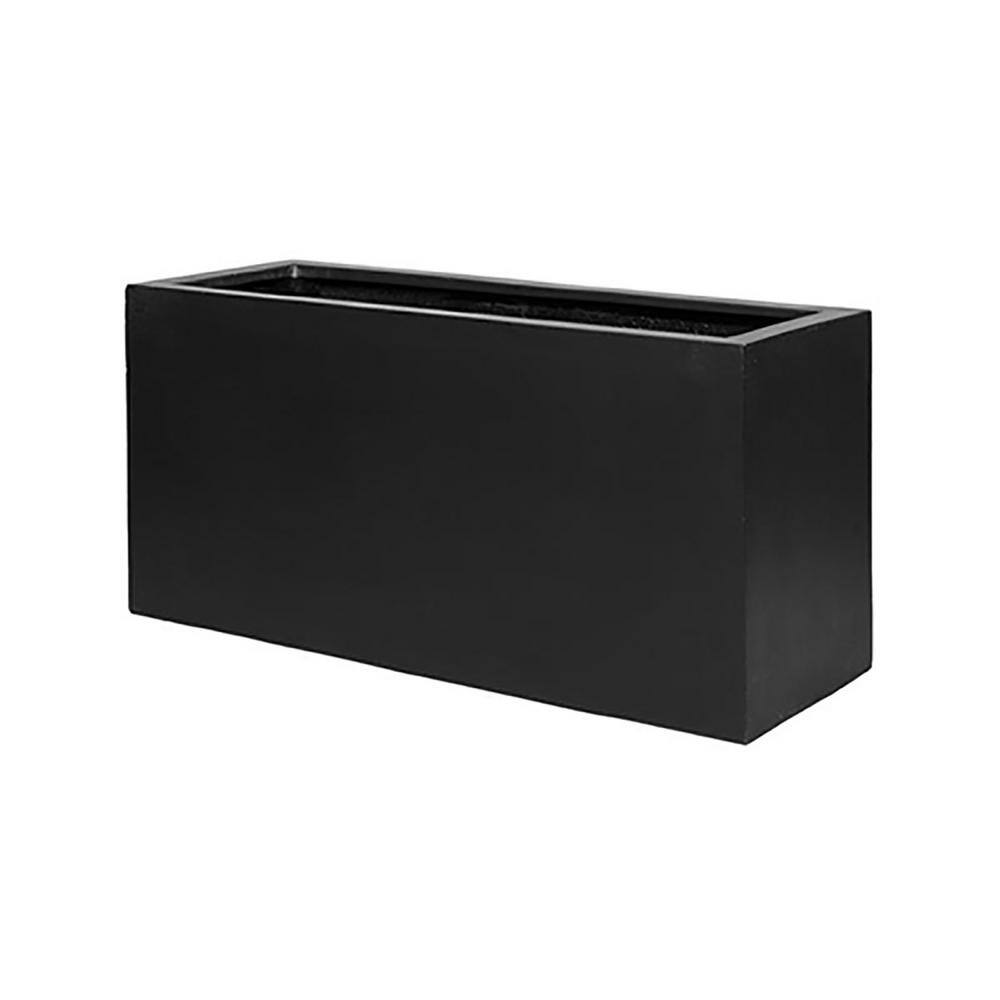 Vasesource 12 in. x 16 in. x 31 in. Black Fiberstone Large Rectangular Planter/Pot E1066S101
