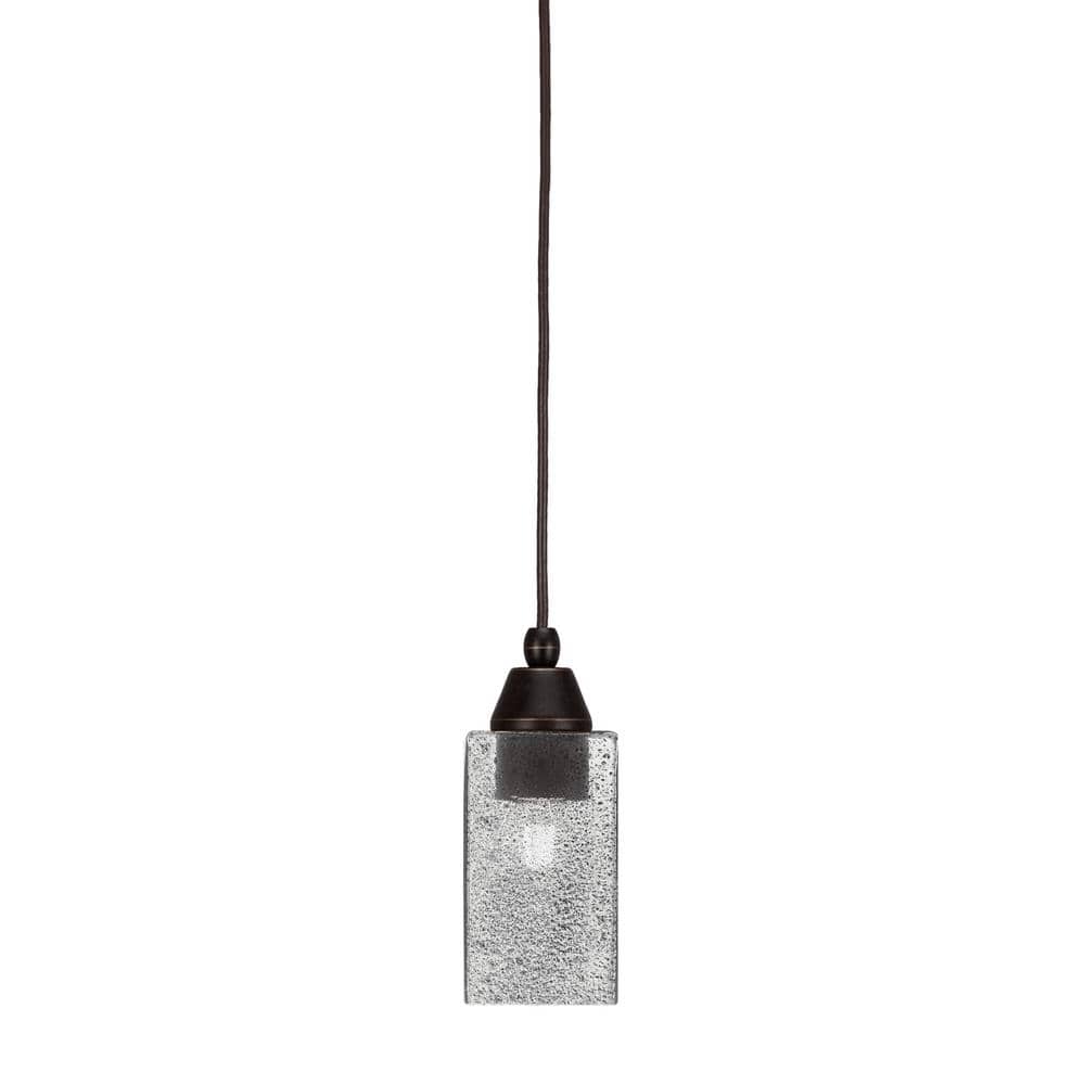 Bryson 3.5 in. 1-Light Dark Granite Cord Pendant Light with 3.5 in. Smoke B