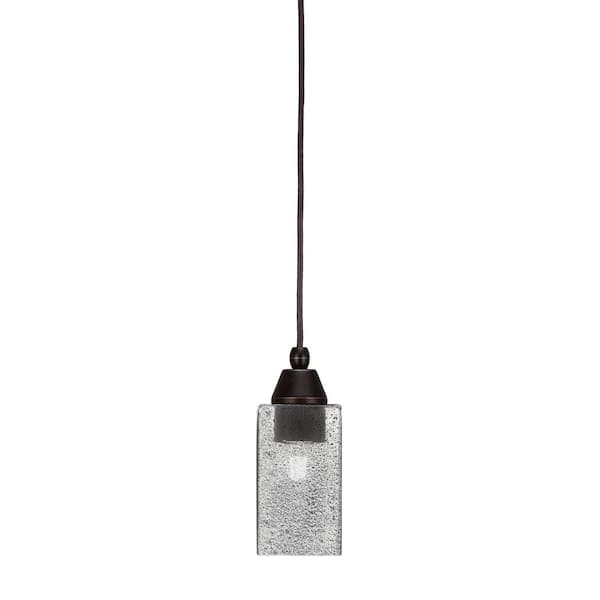 Unbranded Bryson 3.5 in. 1-Light Dark Granite Cord Pendant Light with 3.5 in. Smoke Bubble Glass Shade, no bulb included