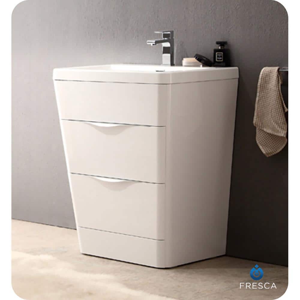 Milano 26" Glossy White Engineered Wood Vanity with Acrylic Sink