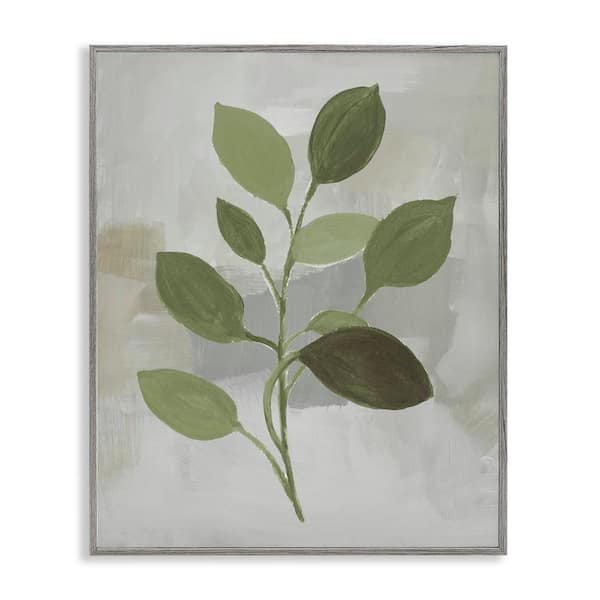 Leaf Sprigs over Grey by Lanie Loreth Gray Framed Nature Giclee Art Print 30 in. x 24 in.