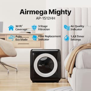 Airmega Mighty True HEPA Air Purifier with 361 sq. ft. Coverage in Black