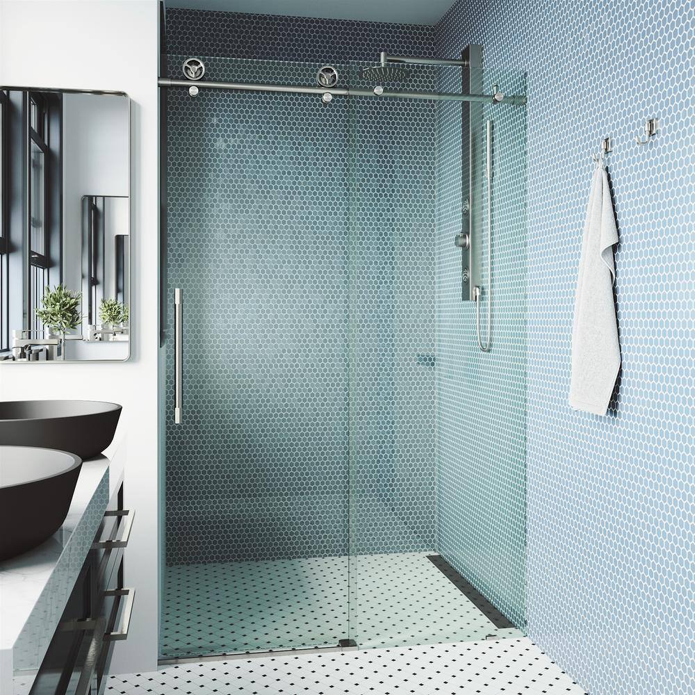 Cass 72" Frameless Sliding Shower Door with Clear Glass