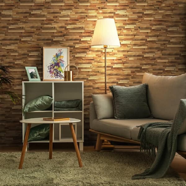 7/8in x 8in Reclaimed Solid Teak 3D Wall Panels (Natural)