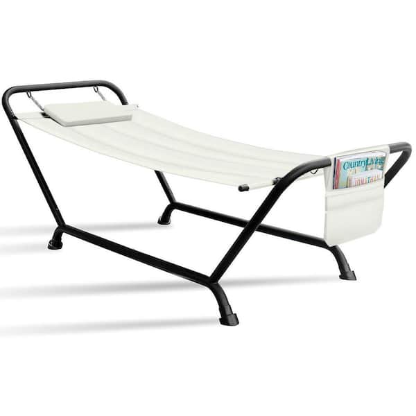 Beige Metal Garden Bench, Hammock Stand Bed 8 ft. Metal Hammock Stand
