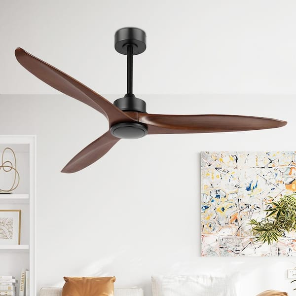 52 in. Indoor Black Propeller Ceiling Fan with Remote Control