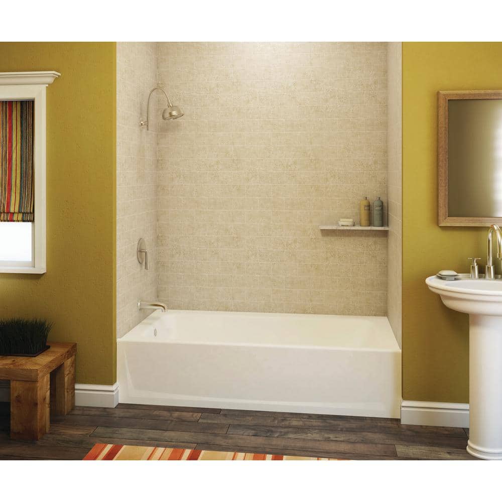 Aquatic Composite 60 in. Left Drain Rectangular Alcove Soaking Bathtub