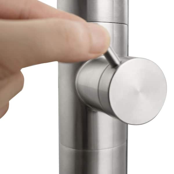 Outdoor Exposed Shower Faucet Single-Handle Wall-Mount Roman Tub Faucet with Hand Shower in Brushed Nickel