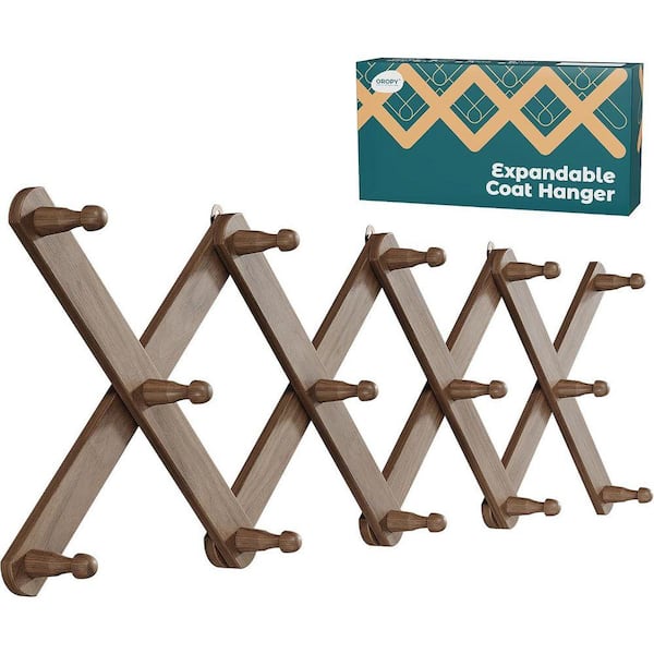 Angel Sar Brown X Shape 14 Pegs Wood Accordion Wall Hanger