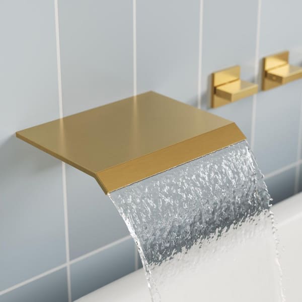 ClassicRain Wide Waterfall Triple Handle 2-Spray Tub and Shower Faucet 3.2 GPM in. Brushed Gold Valve Included