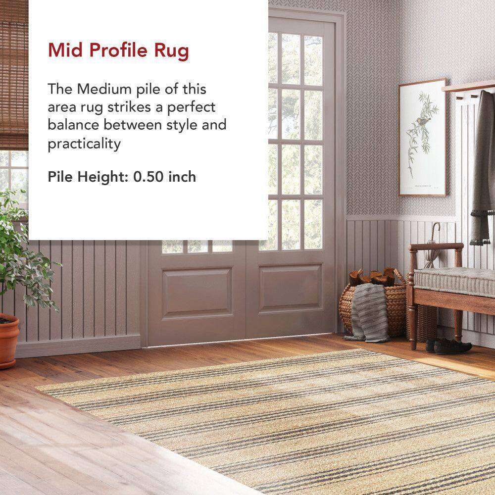 Sandy Natural Striped Jute Handmade Area Rug 3' x 5'
