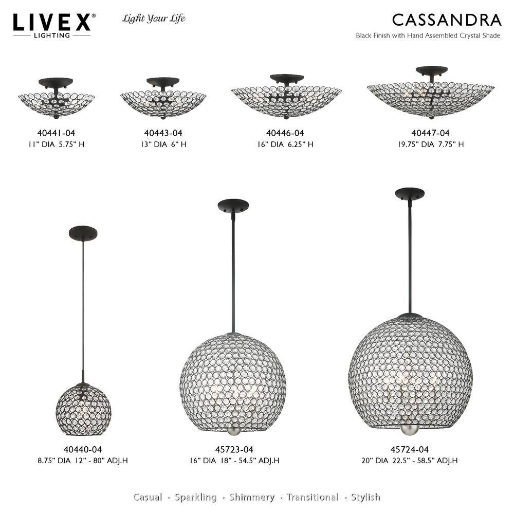 Cassandra Brushed Nickel Crystal 2-Light Semi-Flush Mount