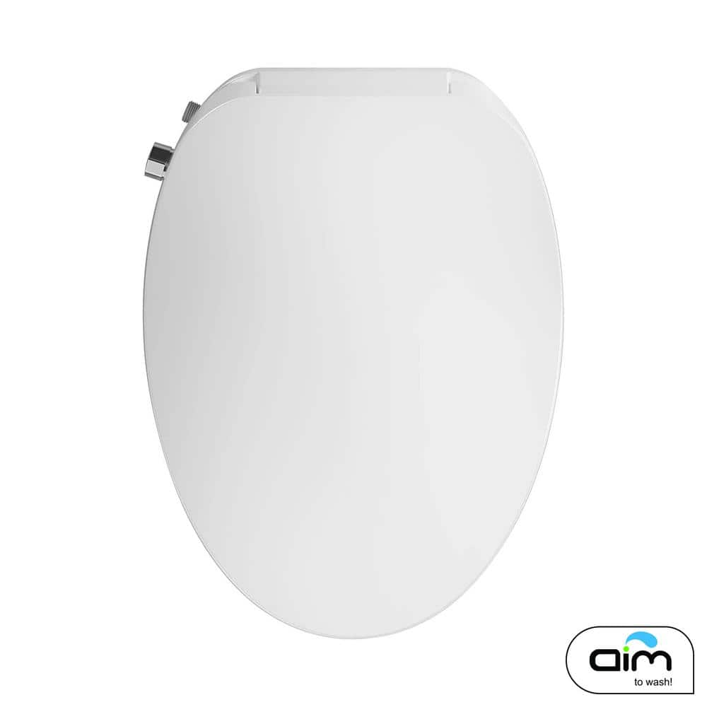 White Elongated Heated Smart Toilet Seat with Bidet and Night Light