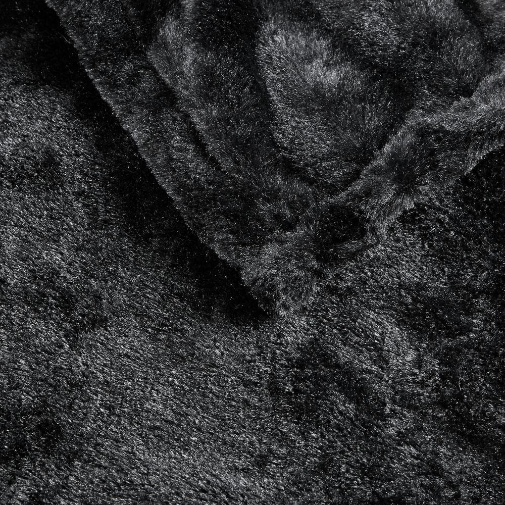 Black Faux Fur Electric Heated Throw Blanket, 50x70"
