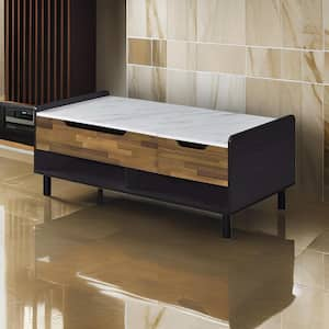 Custom Series 47 in. Black and Brown Rectangle Particle Board Coffee Table with Lift Top