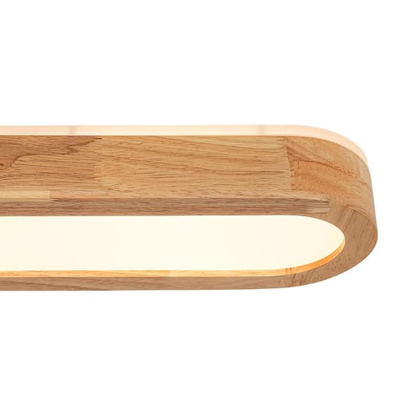 HUOKU Lumin LED-Light 37.4 in.W Wood Flush Mount Round Long
