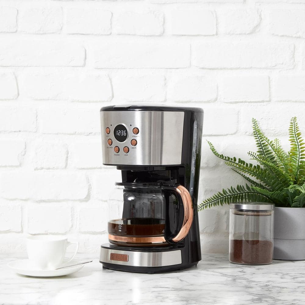 Haden 12-Cup Programmable Steel & Copper Drip Coffee Maker