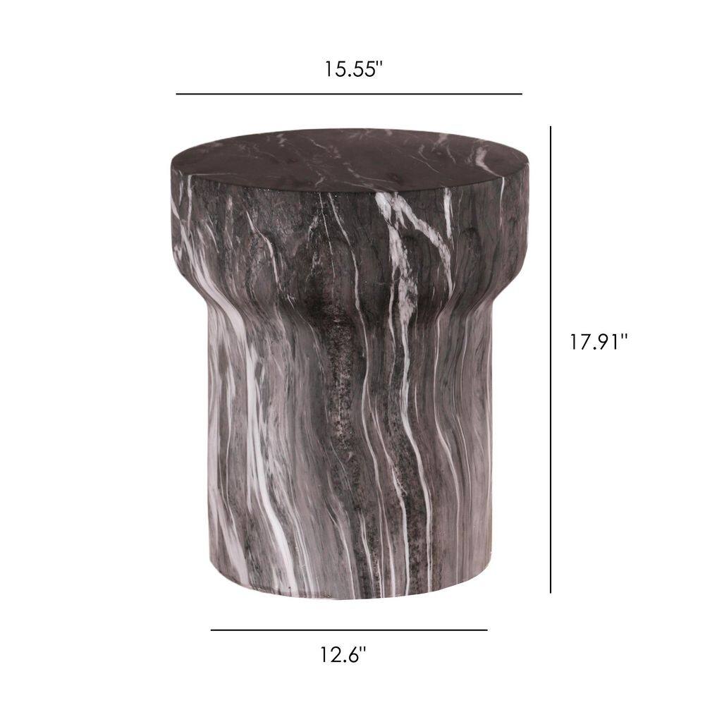 Modern Marble 15.55 in Round Magnesium Oxide End Table with Cylindrical Design - thumbnail 6