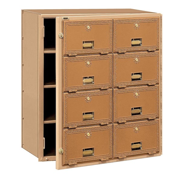 Salsbury Industries 2000 Series Brass Front Loading Mailbox with 8 Doors