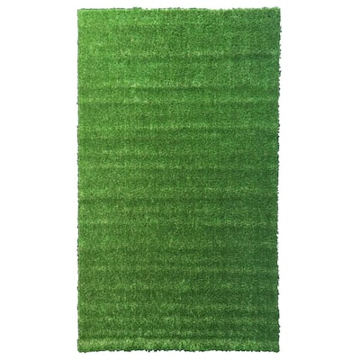 Meadowland Collection 3 ft. 11 in. x 6 ft. 6 in. Heavy Duty Artificial Grass Turf Indoor/Outdoor Carpet Area Rug