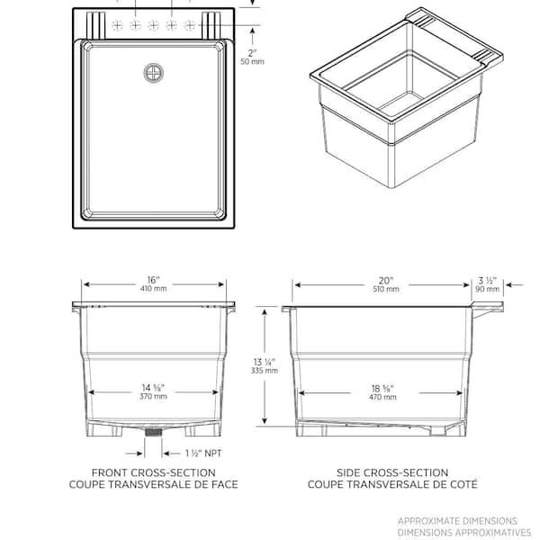 RUGGED TUB 18 in. x 24 in. Black Freestanding Utility/Laundry Sink