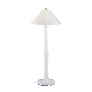 Seaside 60 in. White Outdoor Floor Lamp with Natural Linen Shade